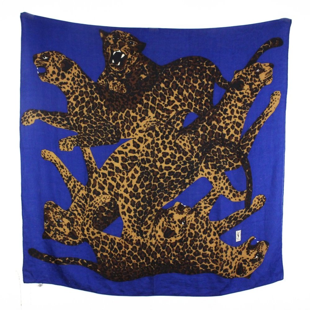 YSL Very Rare 1980s Leopard Shawl